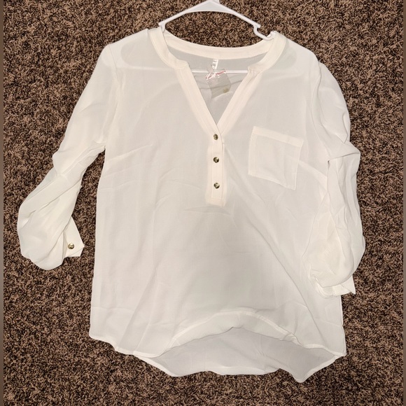White Semi Sheer Linen Top - Picture 2 of 4